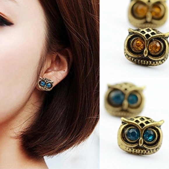 Vintage Orange Owl Earrings - Picture 6 of 6